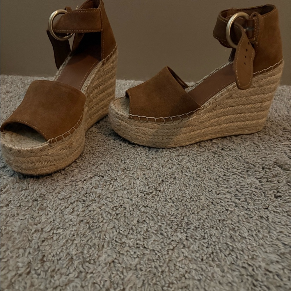 Marc Fisher Brown Wedge Espadrilles